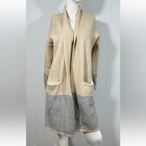 NWT Miami Women’s Long Open Front Cardigan Collared Size Small S Beige